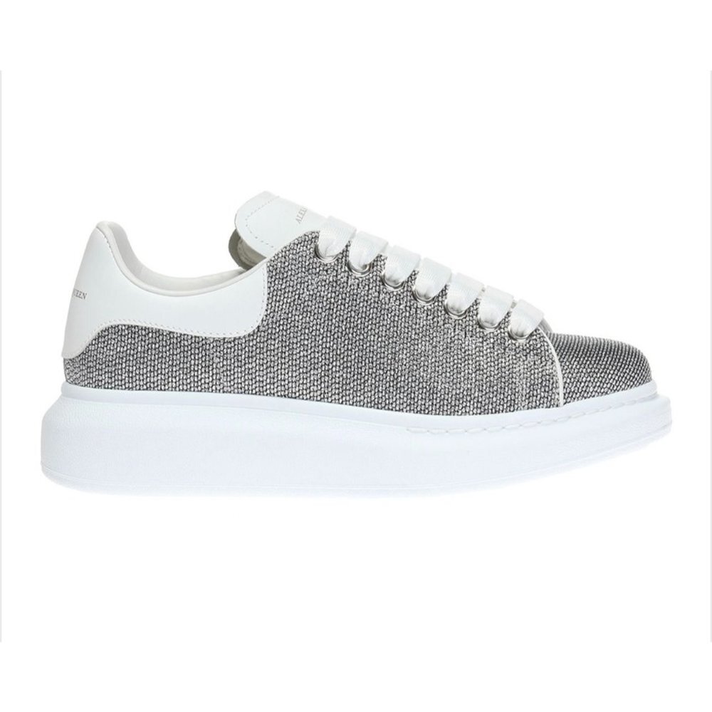 Alexander McQueen Oversized Platform Sneakers Silver Tone White Size 39.5